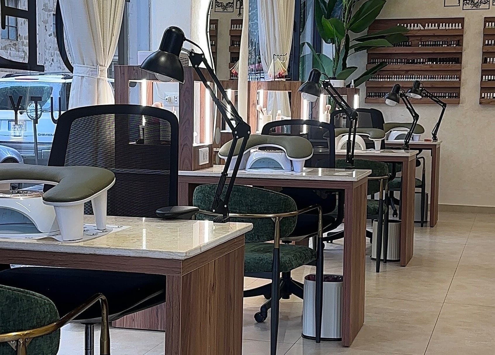 Modern nail stations at Joelle Beauty Lounge in Bayrut, LB offer a chic and relaxing atmosphere.