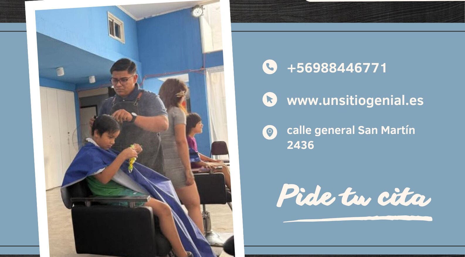 Niño recibiendo corte de cabello en Nickbarberstudy, Santiago, Región Metropolitana, CL.