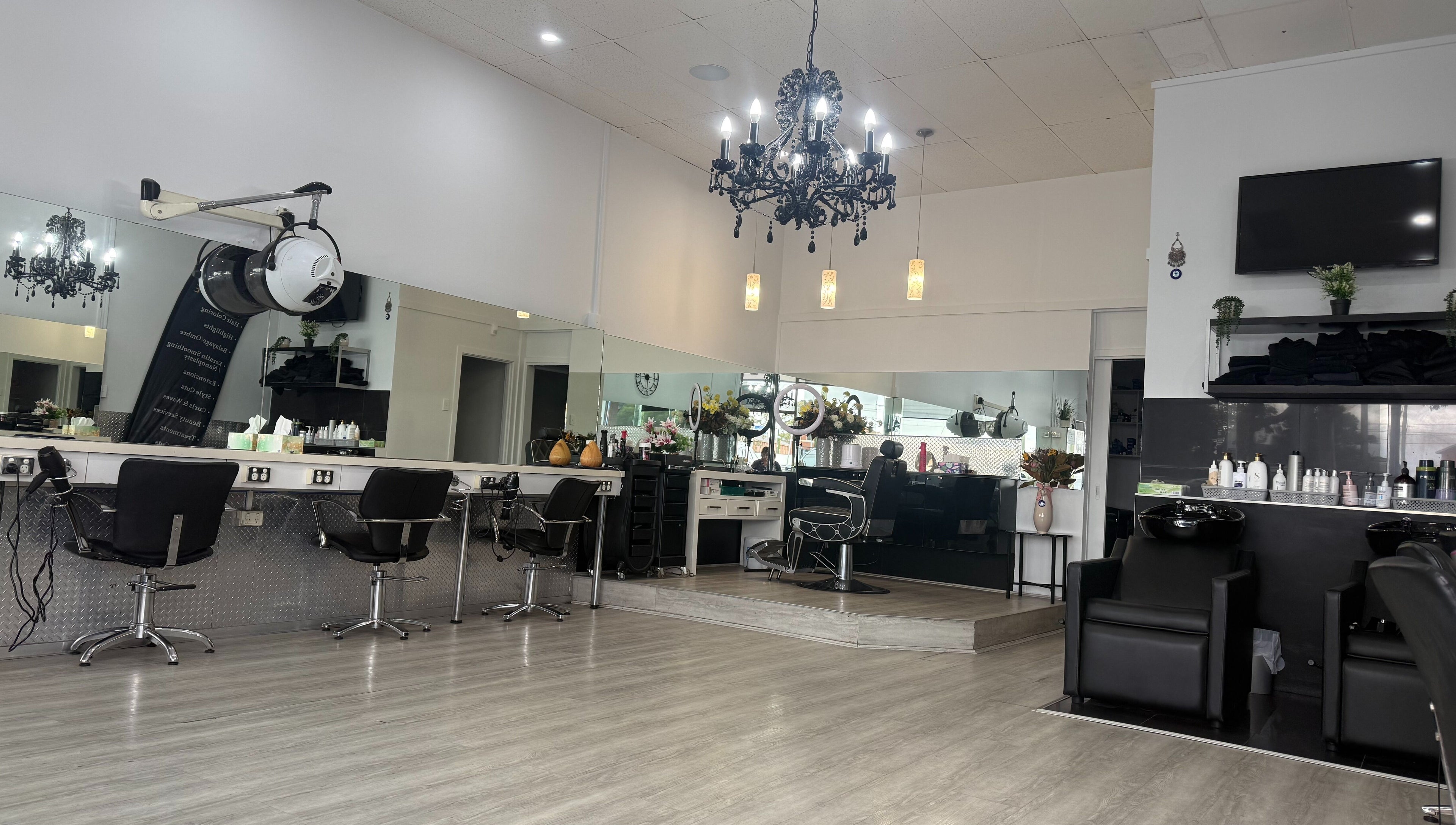 Chic salon setup at Heavenly Hair & Beauty Lounge, Laverton, Victoria, AU, featuring modern styling stations.