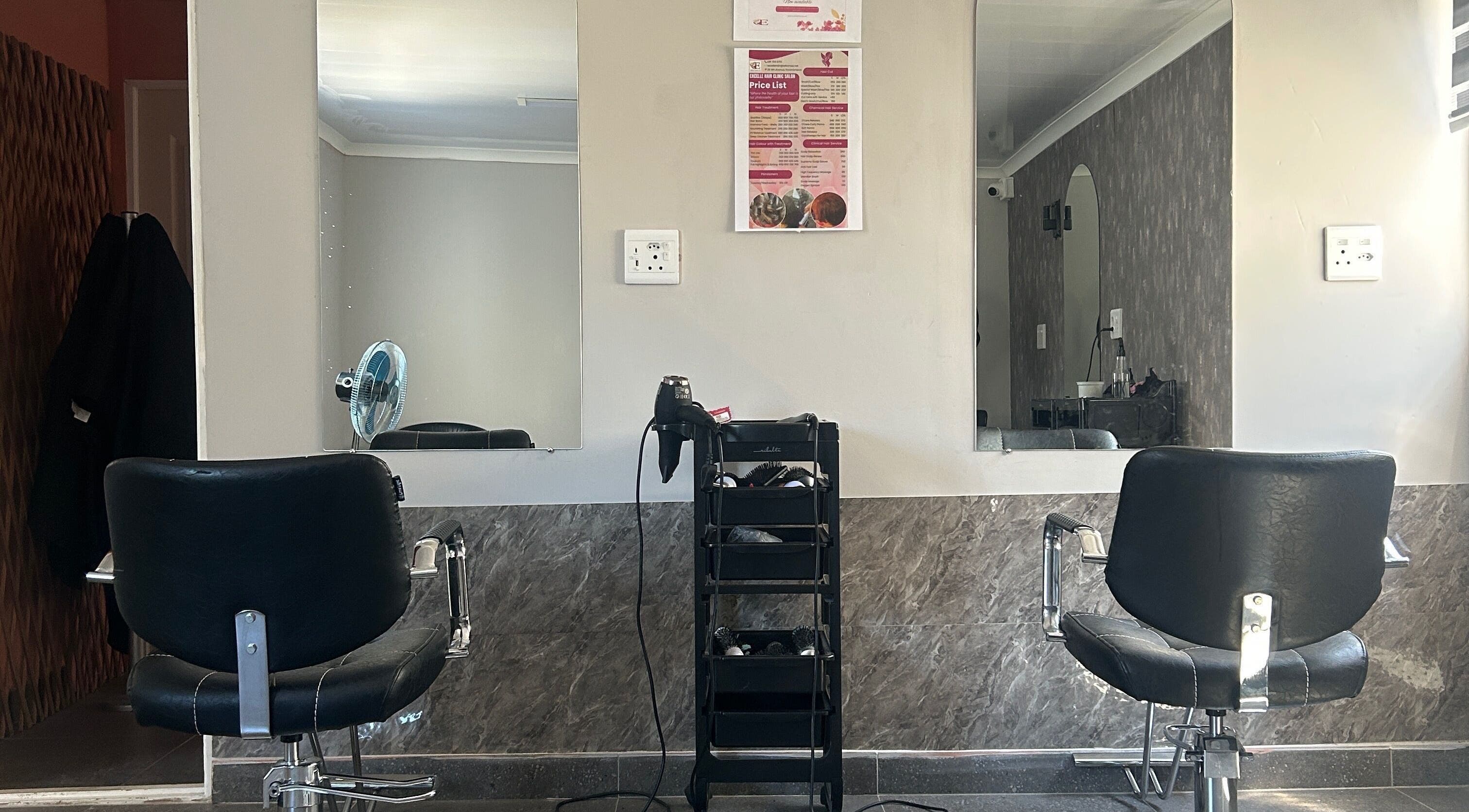 Elegant salon chairs at Excelle Hair Clinic And Training, Cape Town, Western Cape, ZA, showcasing a modern setting.