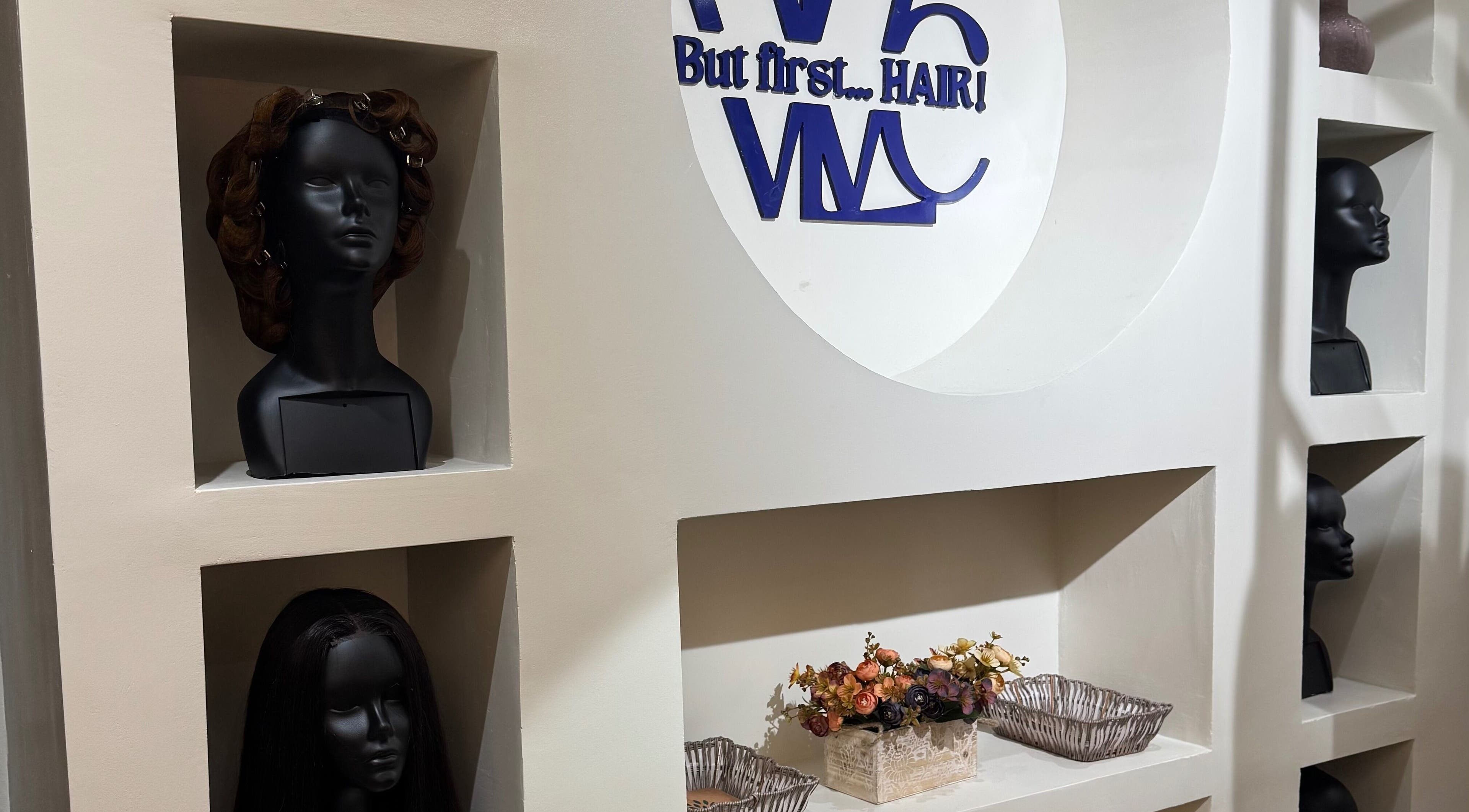 Mannequin heads with wigs on display at Wig Laundry Company, Lagos, Lagos, NG.