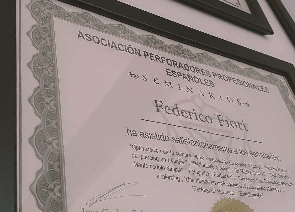 Attestato di partecipazione a seminario presso Piercing - Lev.19:28 Frosinone, Frosinone, Lazio, IT.