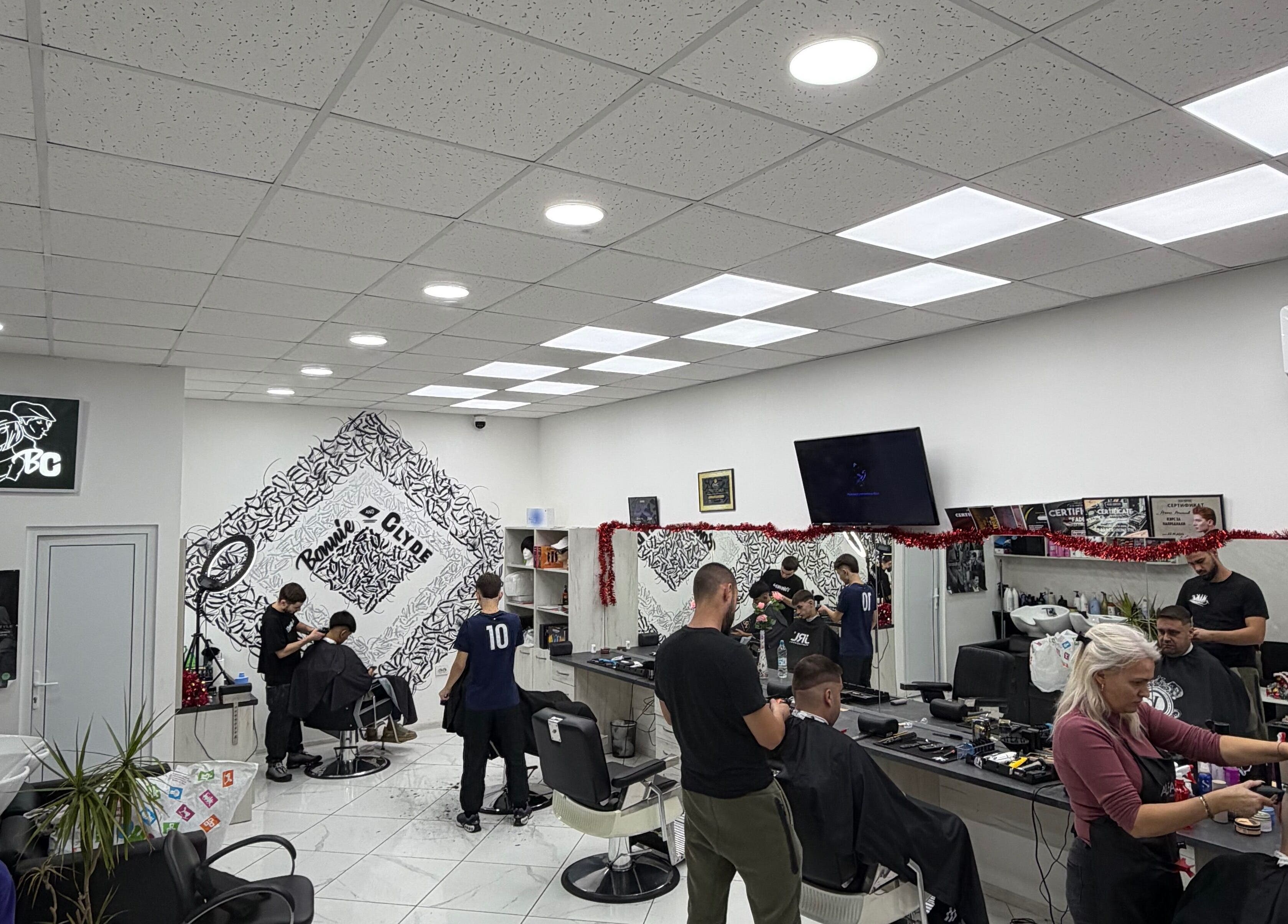 Inside Bonnie and Clyde Ruse salon bustling with stylists, Ruse, Ruse, BG.