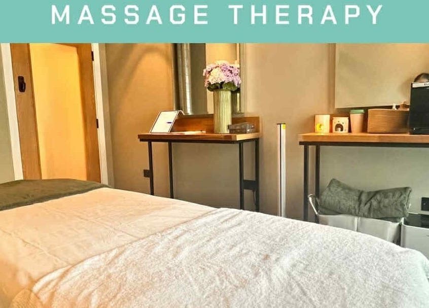 Tranquil massage therapy room at My Body Mechanic in Manchester, England, GB, featuring a cozy massage table.