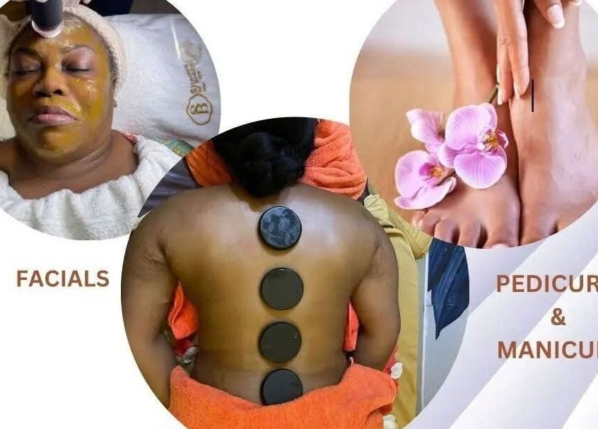 Diverse treatments at Shadesofbeauty care, Lekki, Lagos, NG: facial, back massage, pedicure with orchid.