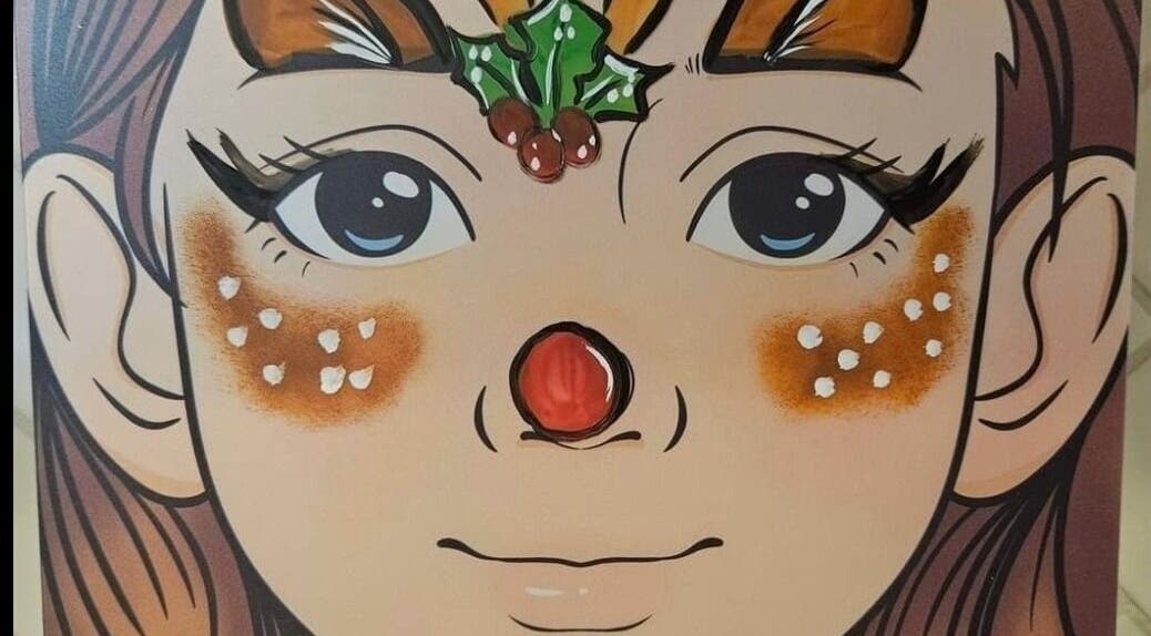 Conception maquillage festive chez Poline make-up, Château-Thierry, Hauts-de-France, FR. Design inspiré de Rudolph.