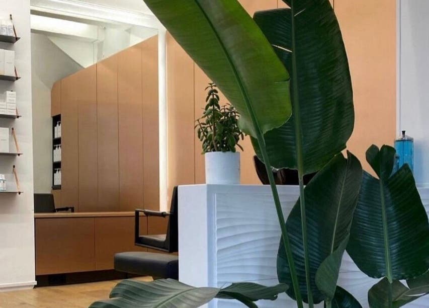 Gezellige, moderne ruimte bij Faces met planten en schoonheidsproducten in Amsterdam, Noord-Holland, NL.