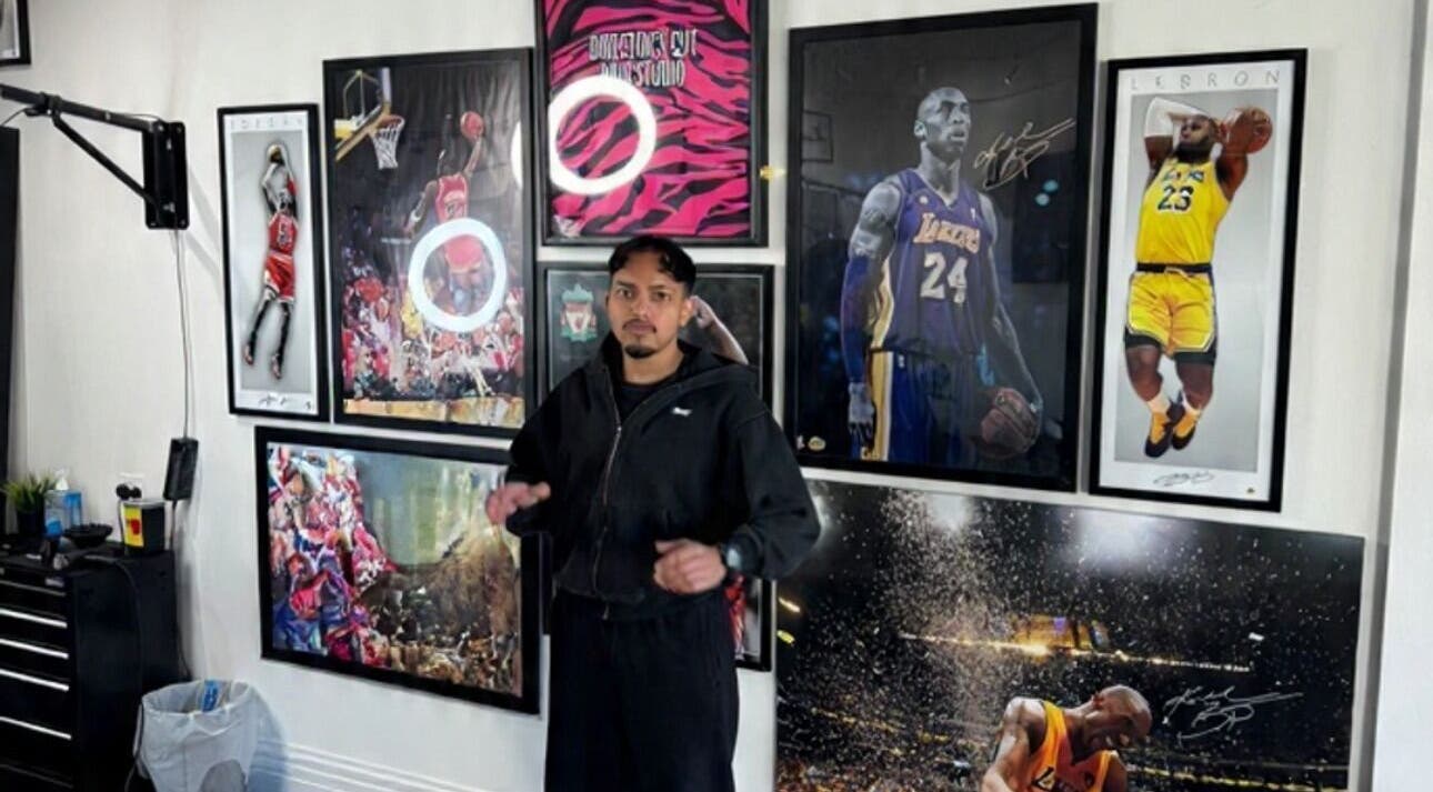 Wall art and stylist at Kash & Co Barbers, Melbourne, Victoria, AU creating a vibrant ambiance.