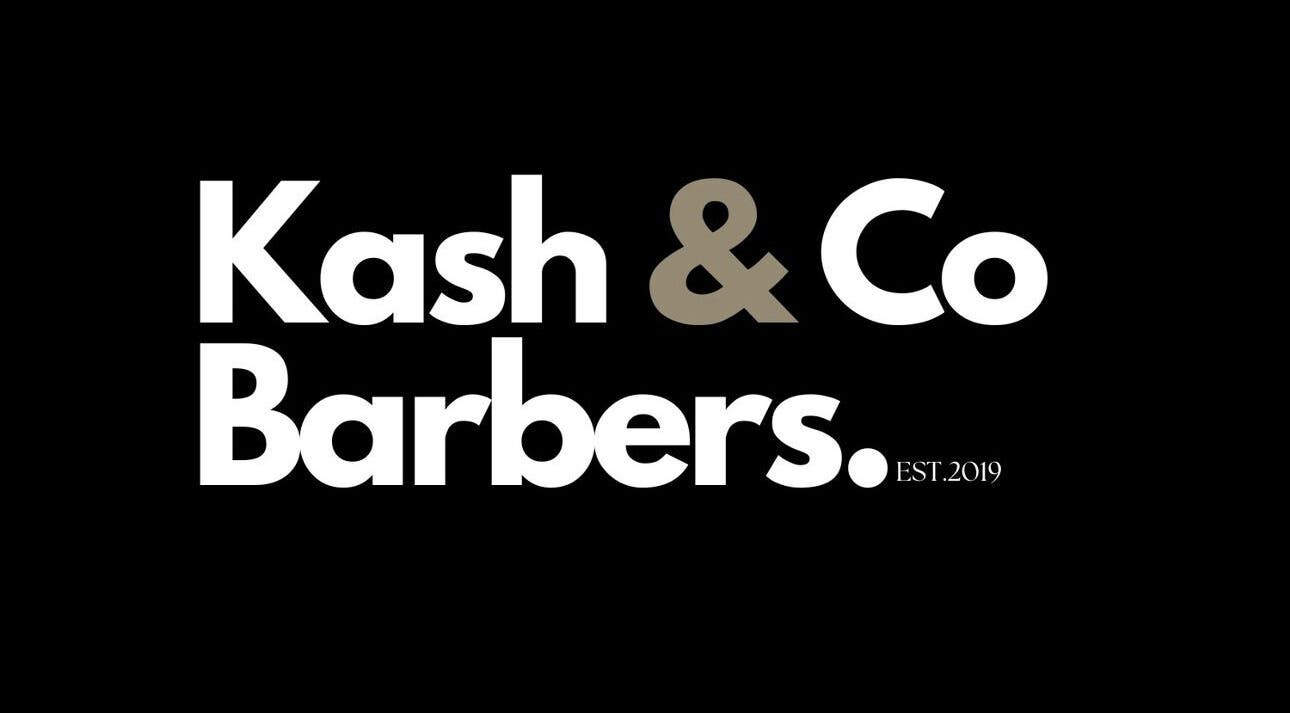 Kash & Co Barbers logo, a stylish font on a black background in Melbourne, Victoria, AU.