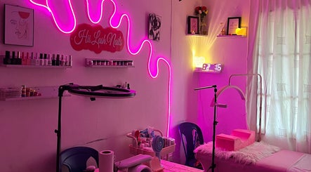 Chic neon-lit salon at HII.LASH.NAILS, Lagos, Lagos, NG, offering beauty and wellness services.