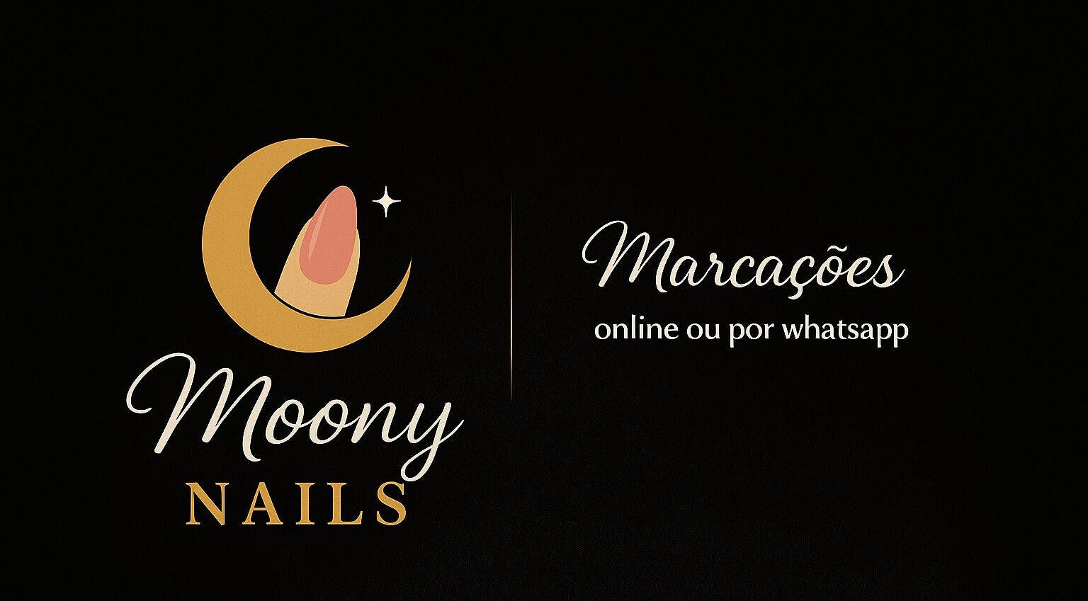 Moony Nails logo in Vale De Cambra, Aveiro, PT, with crescent moon and nail design.
