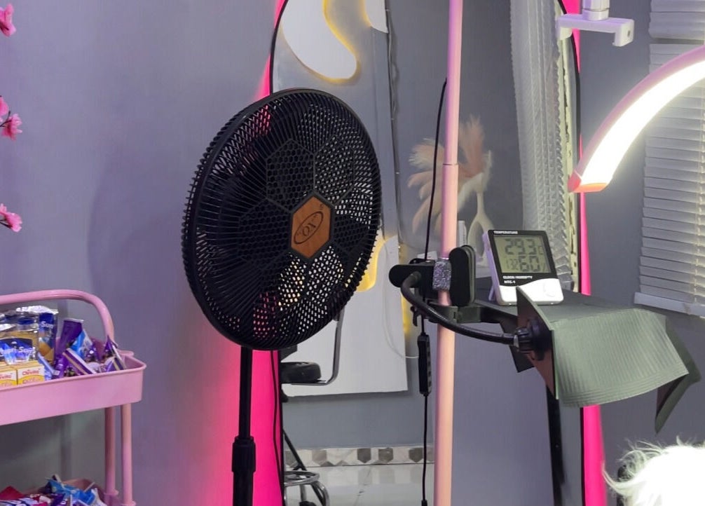 J.O.D_Aesthetics modern wellness setup with fan and decor in Ibadan, Oyo, NG.