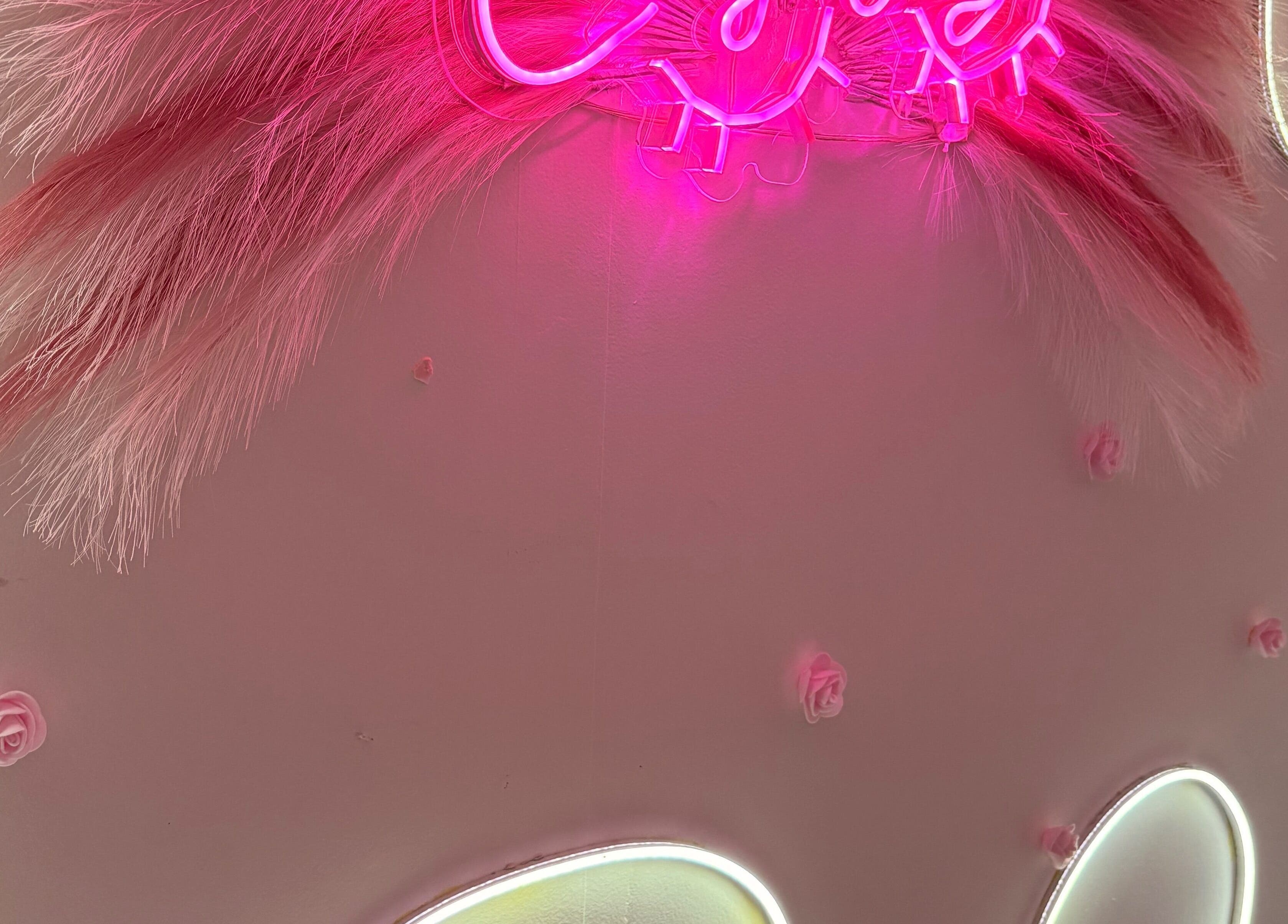 Vibrant pink neon lights adorn Bella Donna, Estado De México, Estado De México, MX, creating a stylish ambiance.