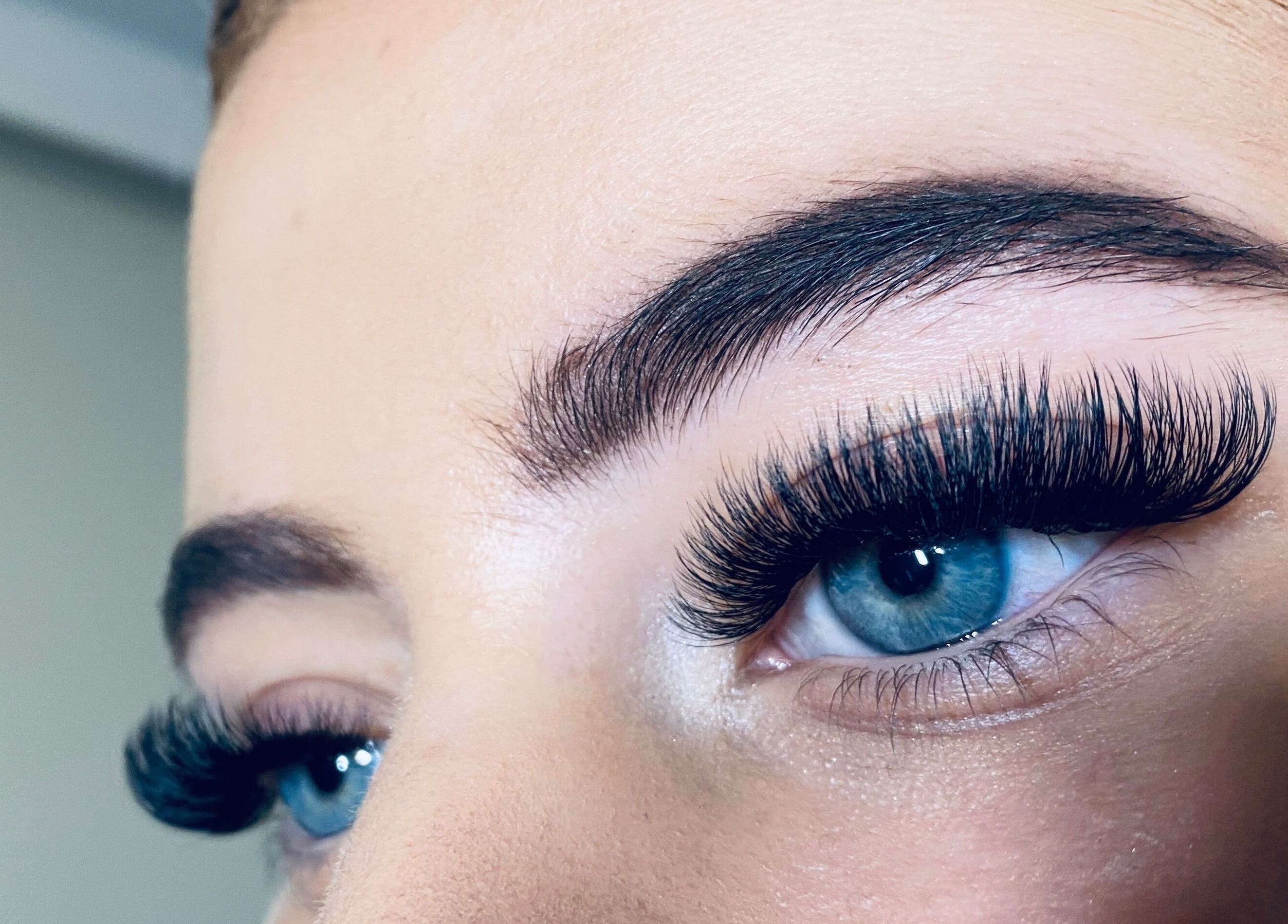 Close-up of expertly designed lashes and brows at Haute Lash and Brow in Melbourne, Victoria, AU.