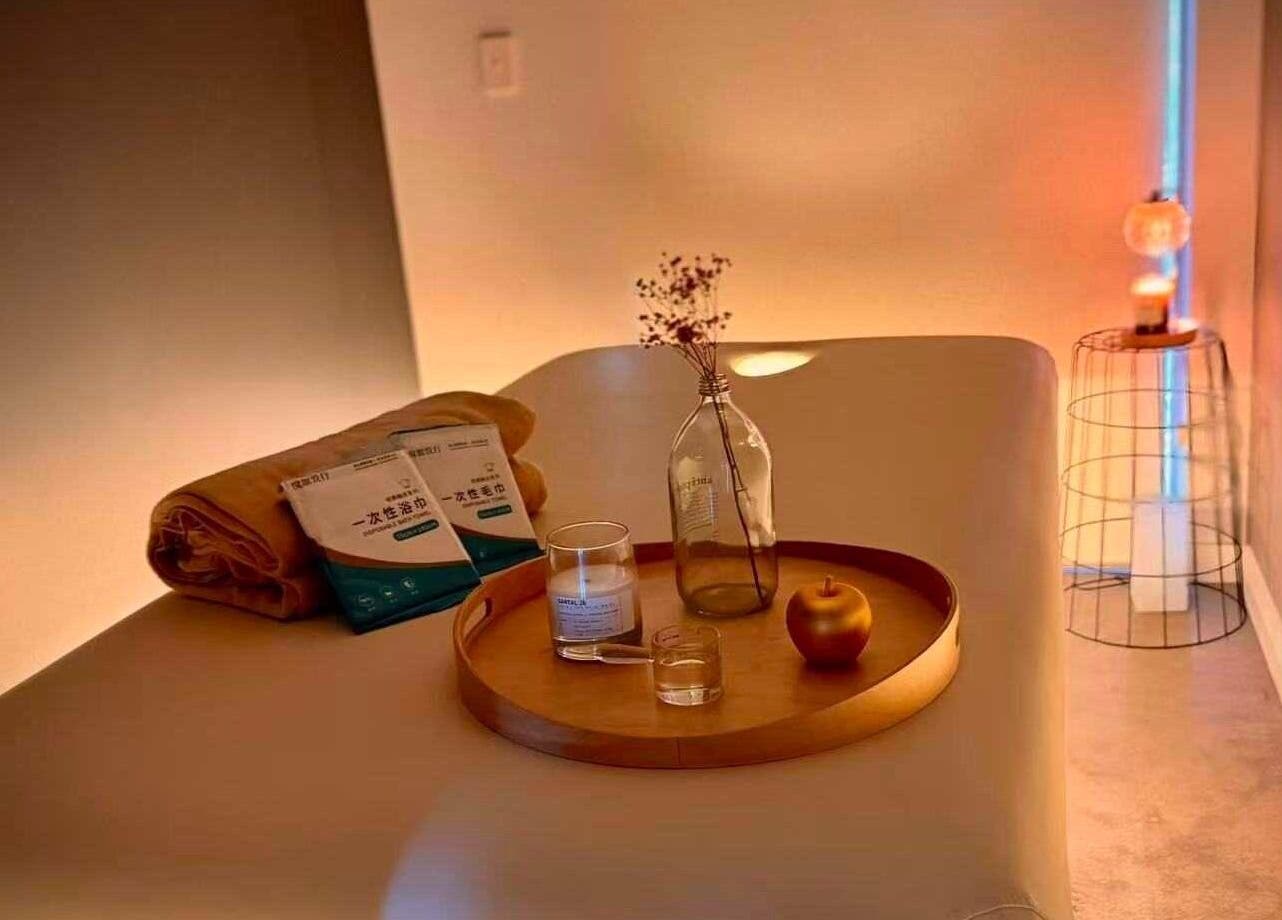 Relaxing massage room setup at Six B Platinum in Zetland, New South Wales, AU, featuring calming decor.