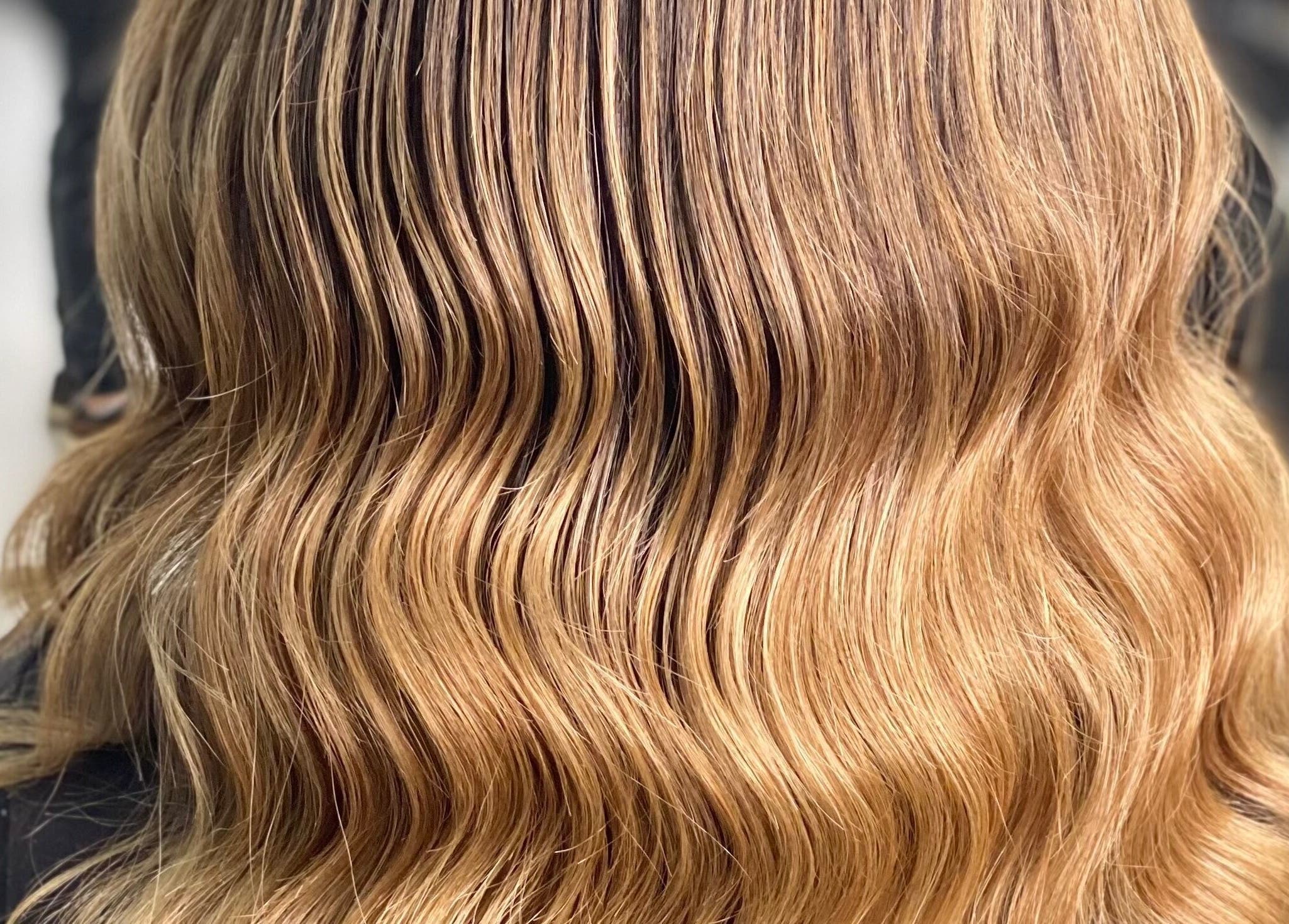 Blonde wavy hairstyle from Hair By Yamen, Melbourne, Victoria, AU.