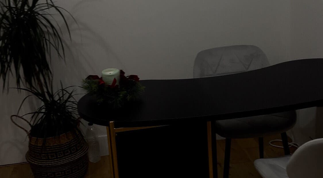 Reception area at SLAYGIRLY STUDIO with sleek black desk, Edinburgh, Scotland, GB.