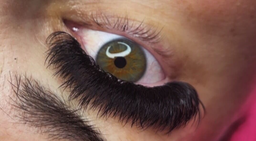 Close-up of expertly applied eyelash extensions at The Beauty Hause, Pacific Pines, Queensland, AU.