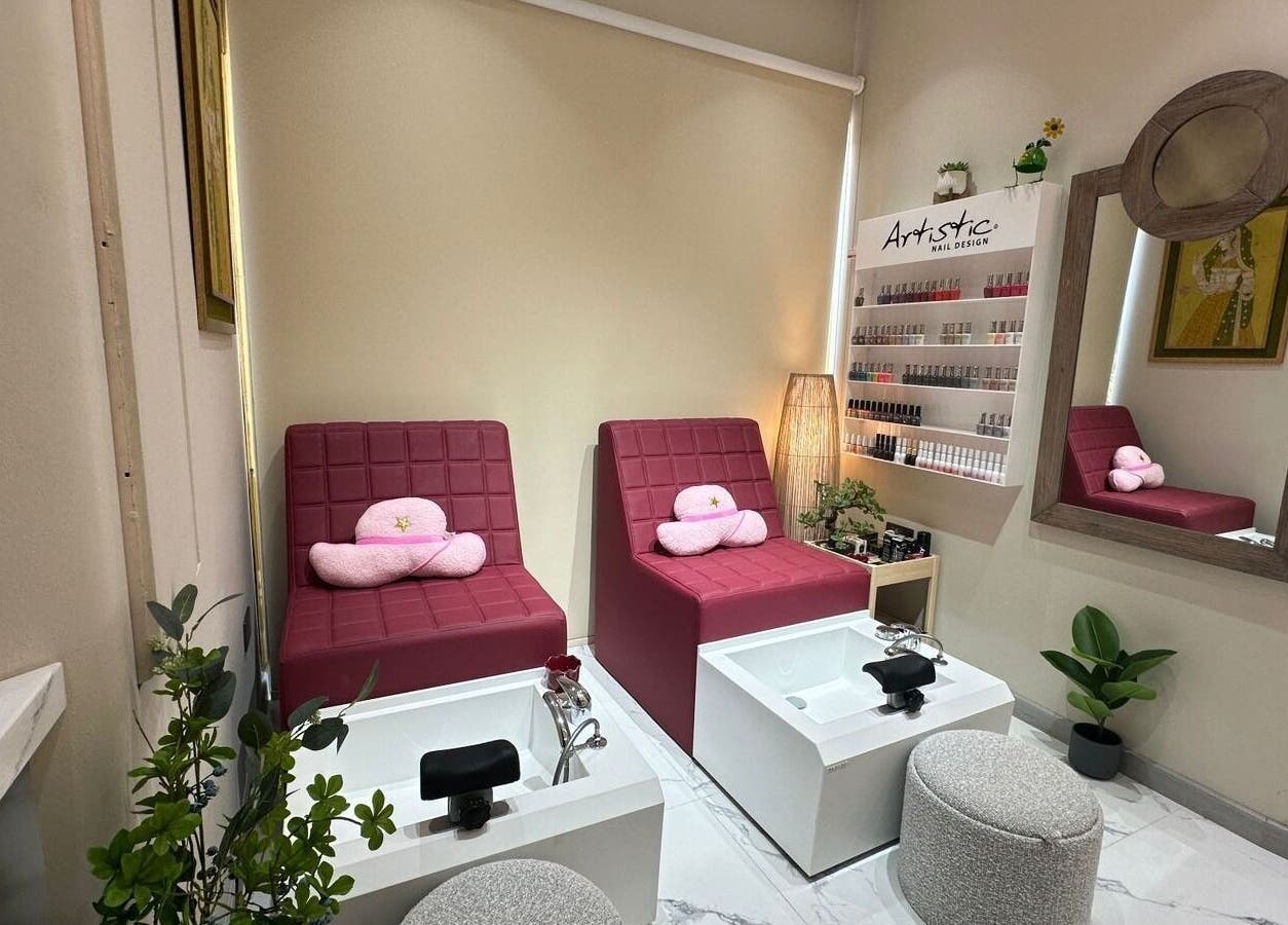 Elegant pedicure chairs at Allenora Beauty Lounge, Abu Dhabi, AE, offering a serene and relaxing experience.