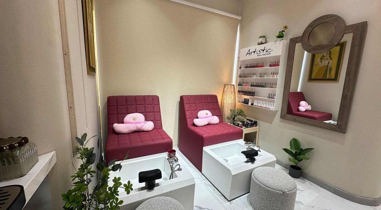 Elegant pedicure chairs at Allenora Beauty Lounge, Abu Dhabi, AE, offering a serene and relaxing experience.