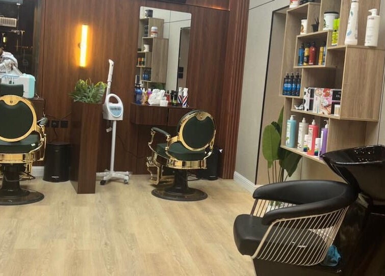 Interior of Billionaire Salon – Al Shati, Jeddah, Makkah Province, SA featuring elegant styling chairs and decor.