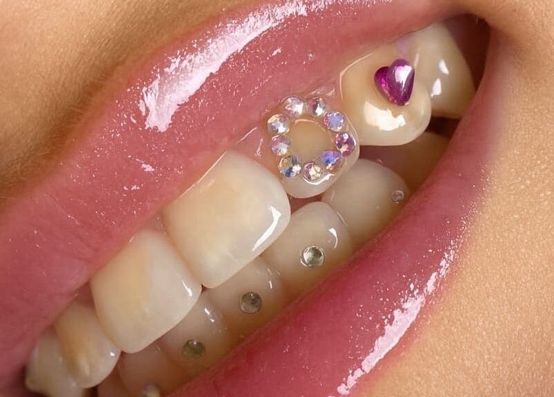 Kryształowe ozdoby na zębach w SUGAR Lashes & Brows, Kraków, Województwo Małopolskie, PL.