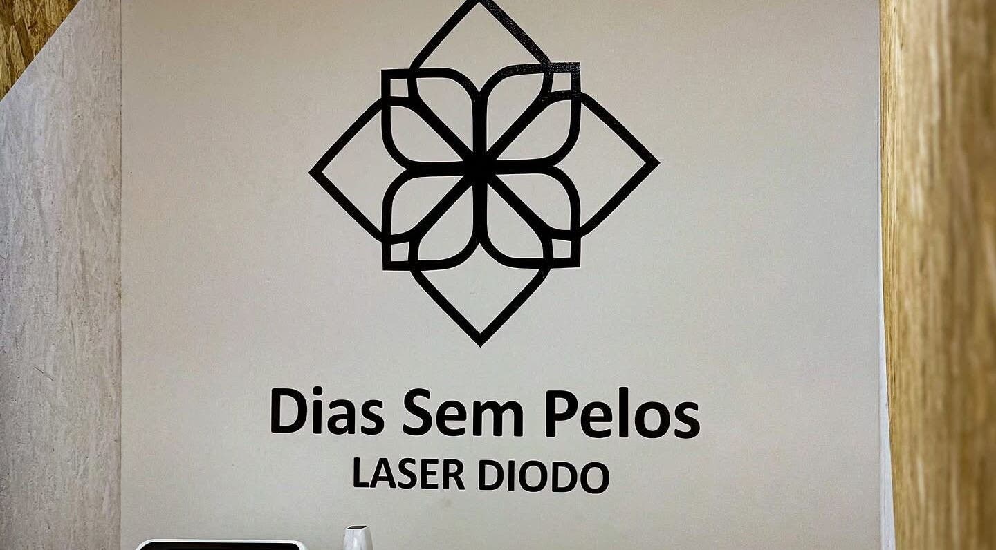 Logotipo moderno de Dias sem pelos em Braga, Braga, PT em parede clara.