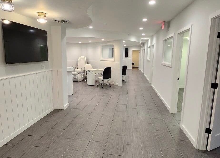 Modern interior of Touchpoint Therapy, Highland Park, Illinois, US with sleek chairs and calming ambiance.