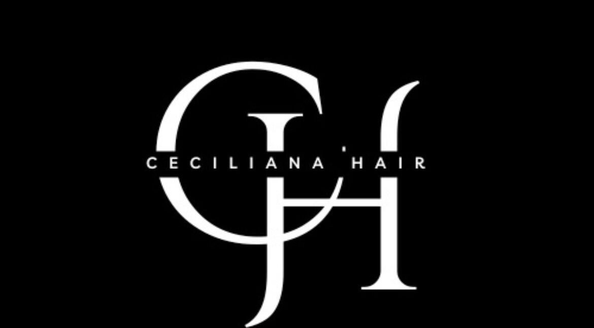 Cecilianahair logo featuring stylized letters on a black background in Manchester, England, GB.