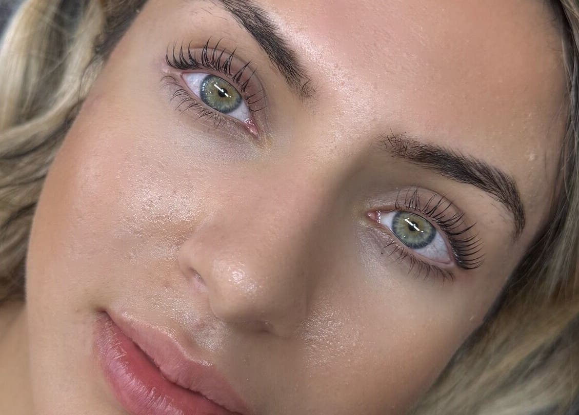 Close-up of eyelash extensions at Lash'd Eyelash Extensions, IVANHOE, Victoria, AU.