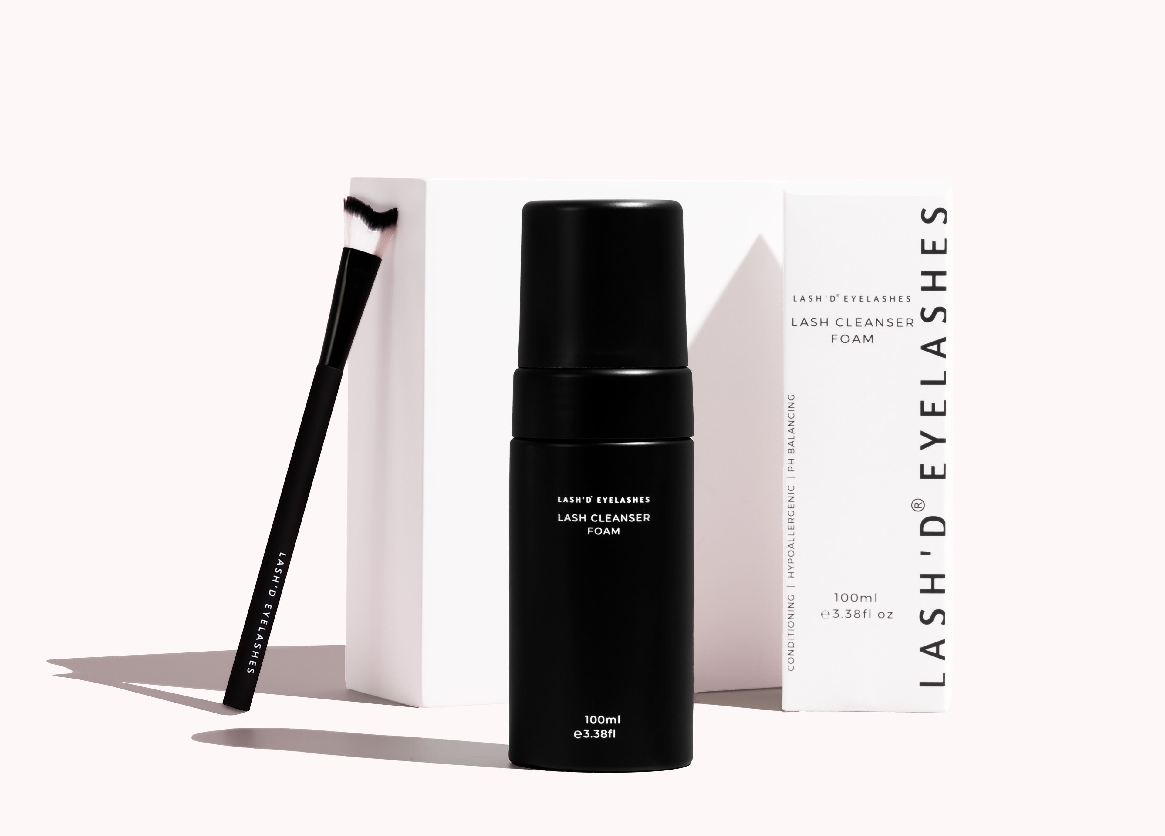 Lash'd Eyelash Extensions Lash Cleanser Foam and brush set, available in IVANHOE, Victoria, AU.