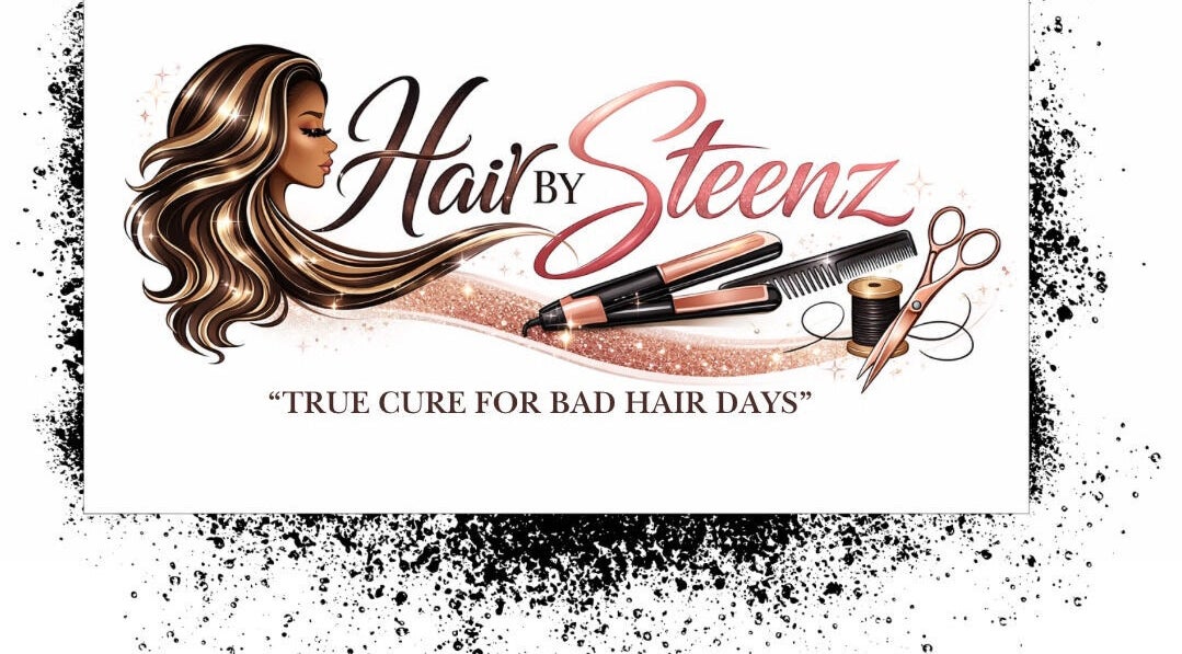 Hairbysteenz logo featuring stylish woman with flowing hair, Portmore, St. Catherine Parish, JM.