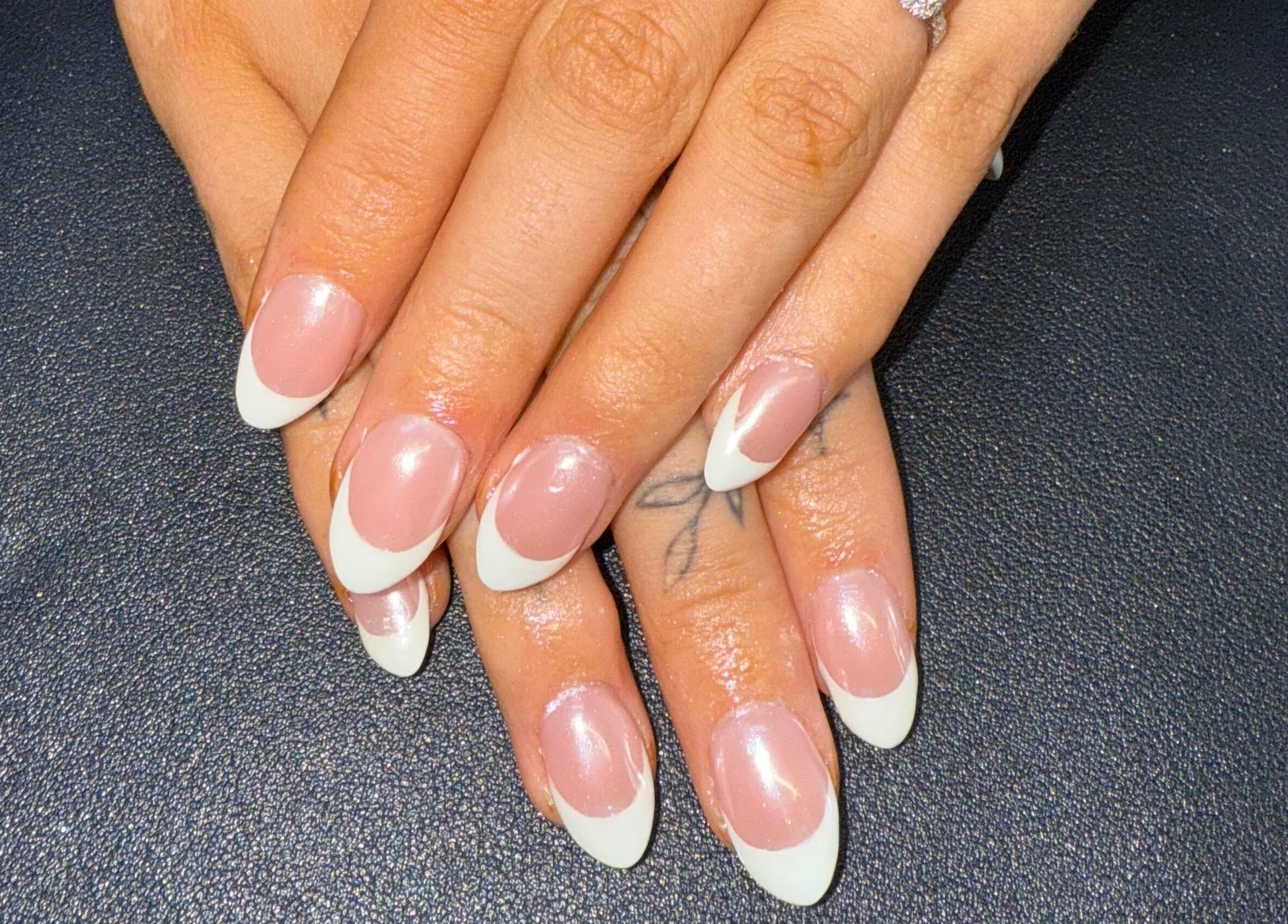 French manicure elegance at Nails By SHTB, Wick, Scotland, GB. Glossy finish with white tips.