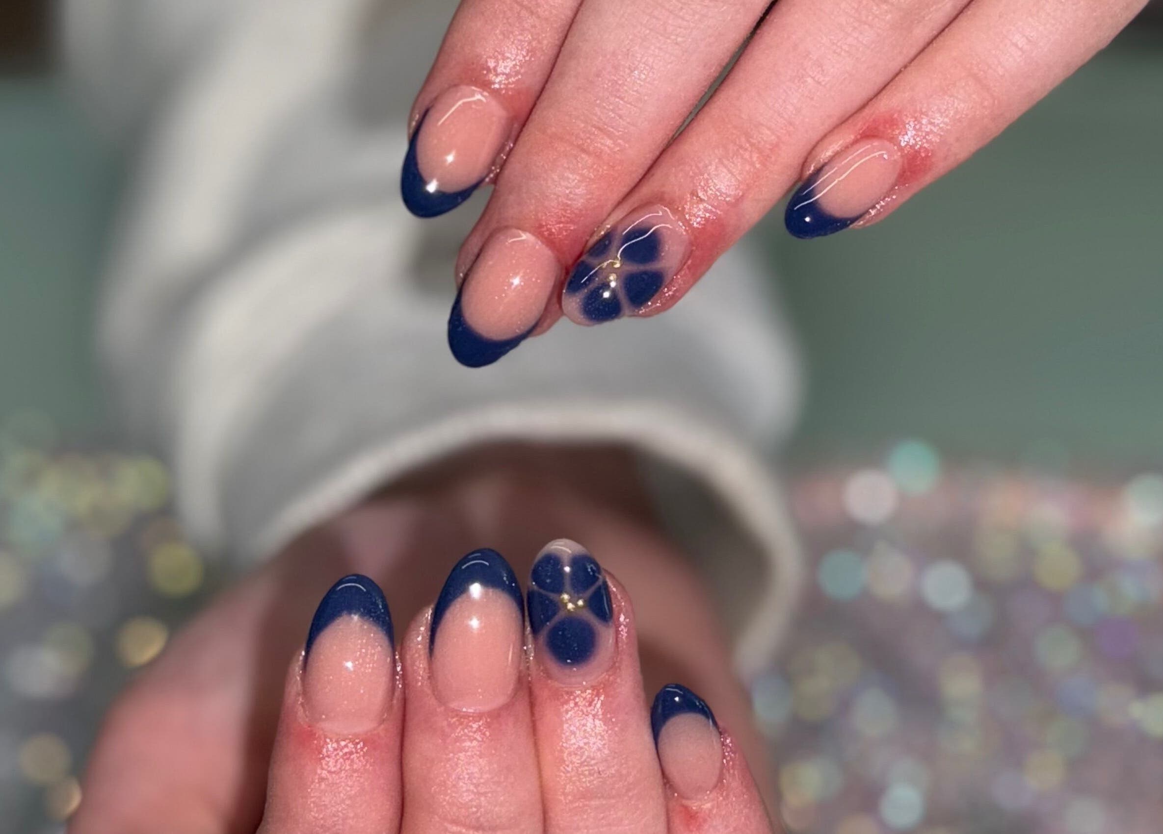 Stylish blue nail art at Nails By SHTB, Wick, Scotland, GB. Perfect blend of creativity and elegance.