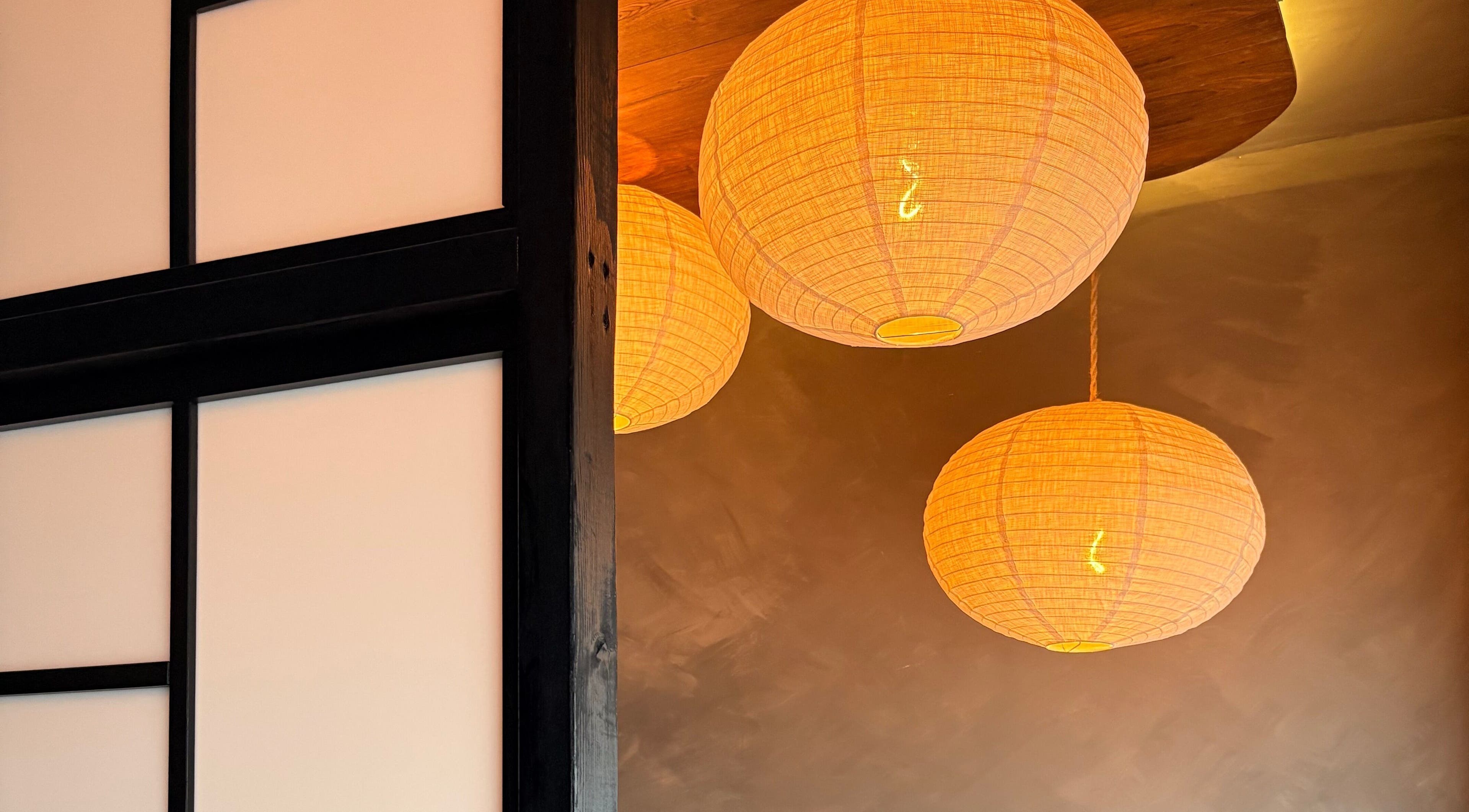 Elegant paper lanterns hanging at N a n d o | Massage Therapy, Dalkey, County Dublin, IE.