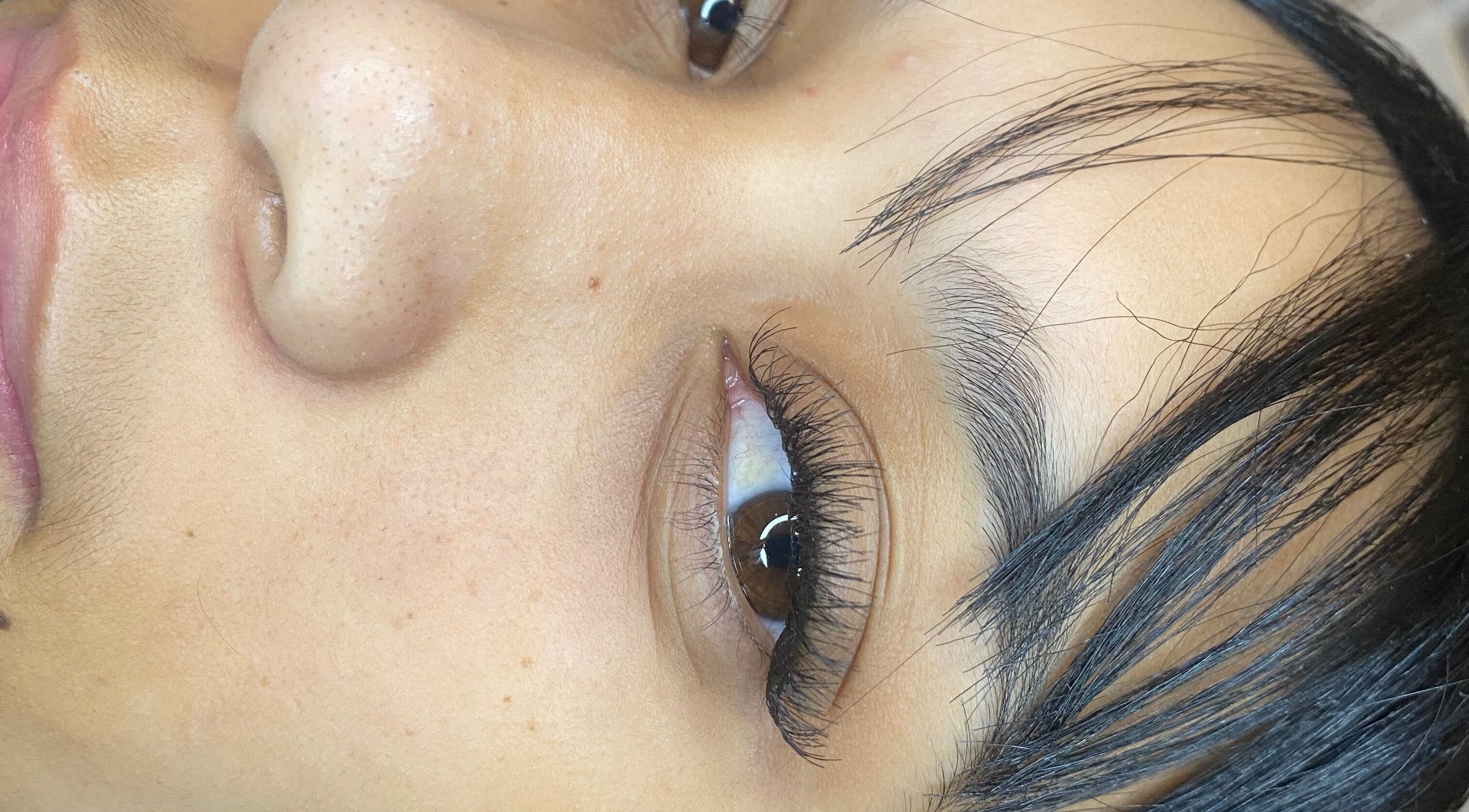 Close-up of styled eyelashes at Lash Sensation, Cape Town, Western Cape, ZA.