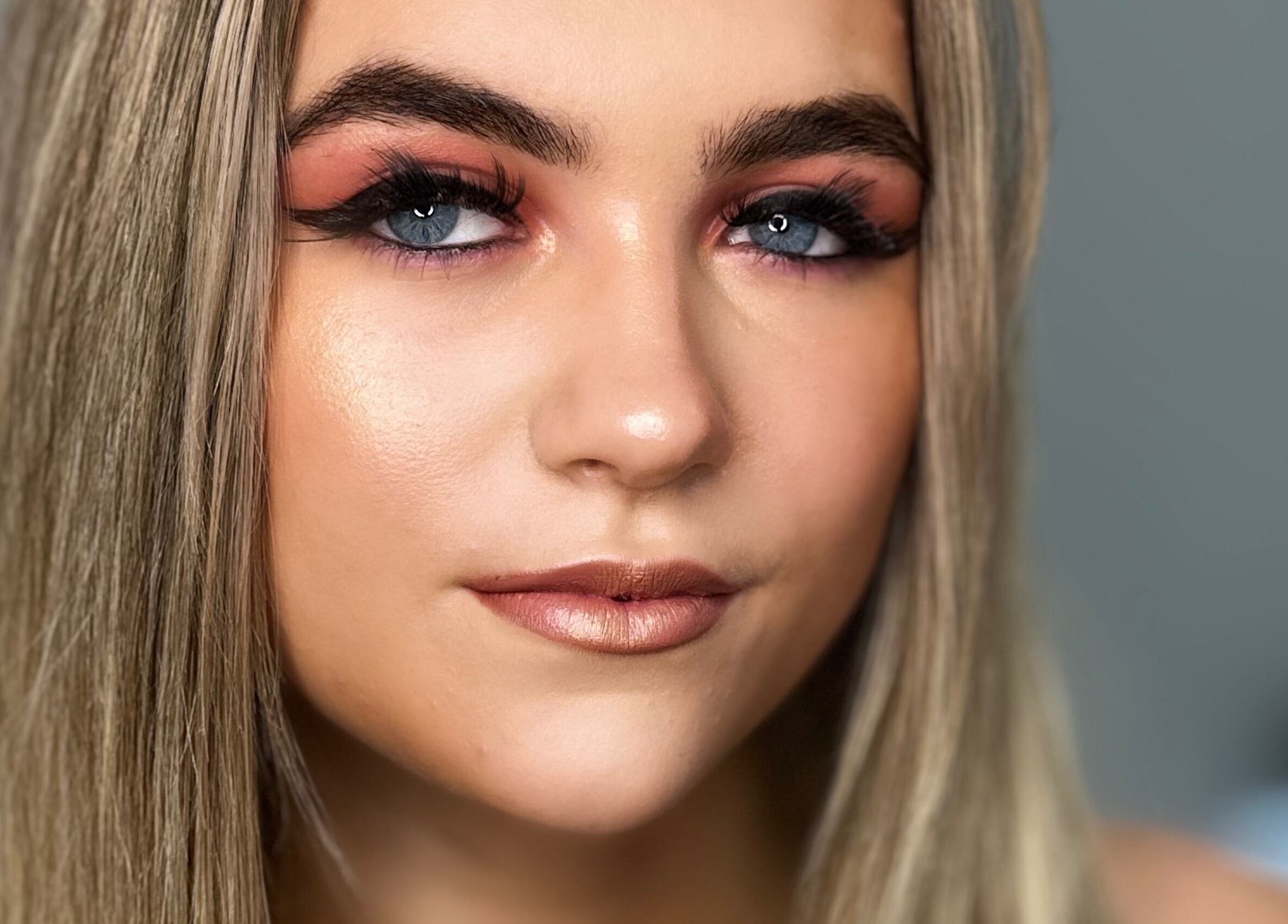 Closeup of a woman's glowing makeup at Blushandbrowstudio, Dublin, County Dublin, IE.