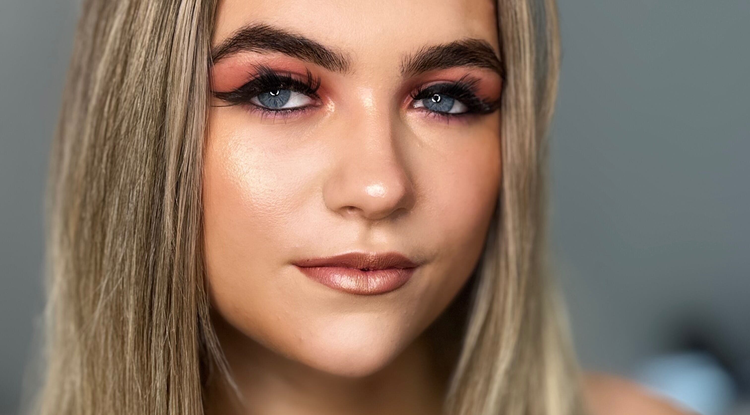 Closeup of a woman's glowing makeup at Blushandbrowstudio, Dublin, County Dublin, IE.