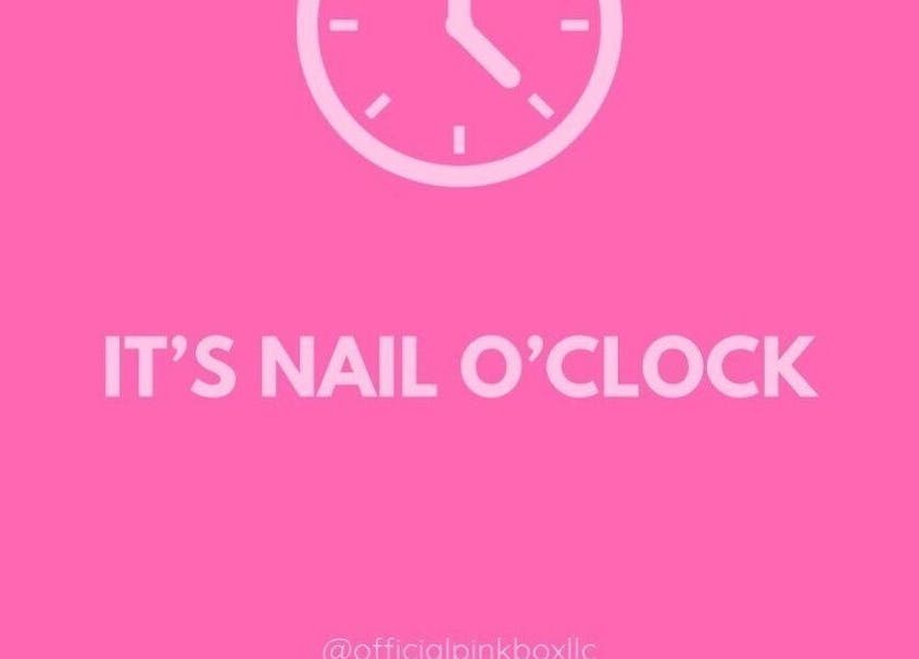 Pink clock with 'It's Nail O'Clock' text at Elegant Nails, Georgetown, Demerara-Mahaica, GY.