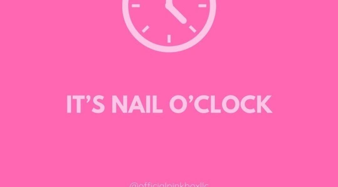 Pink clock with 'It's Nail O'Clock' text at Elegant Nails, Georgetown, Demerara-Mahaica, GY.