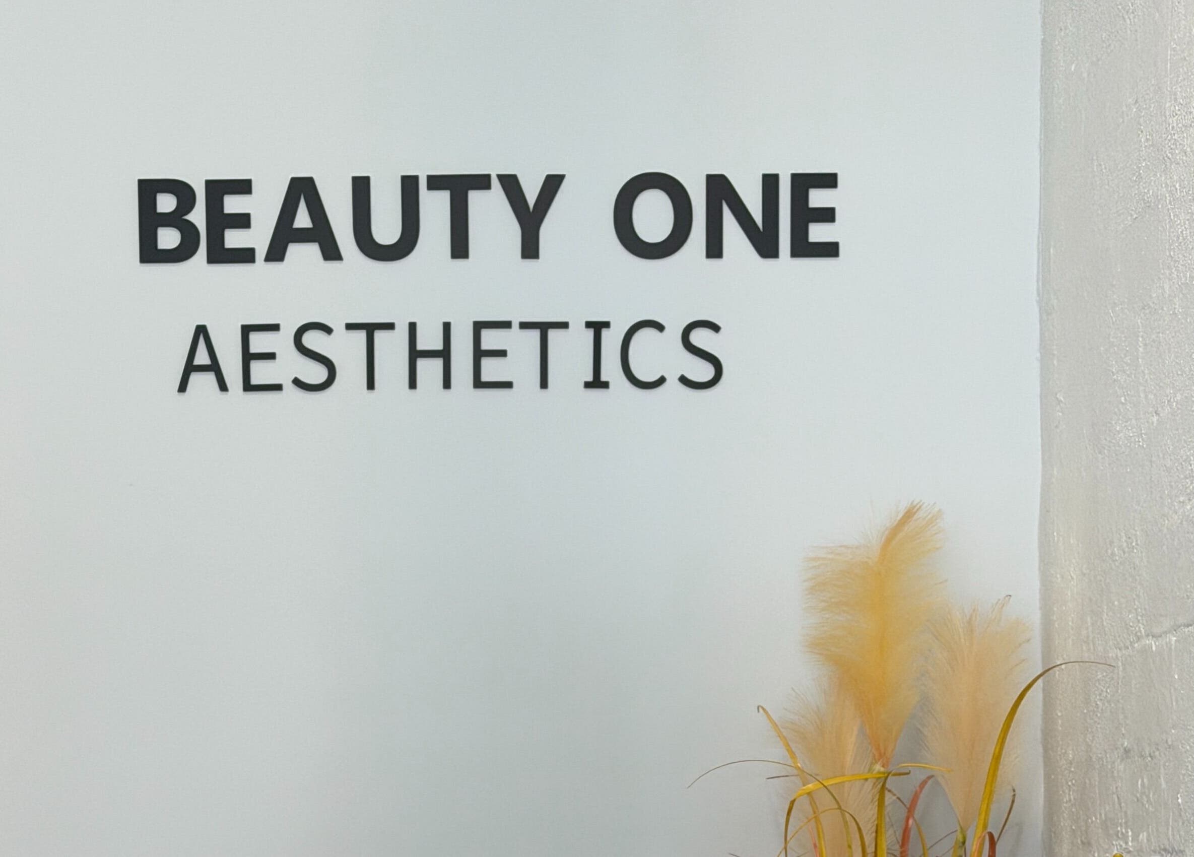 Beauty One Aesthetics signage at Melbourne, Victoria, AU. Elegant wall display with decor.