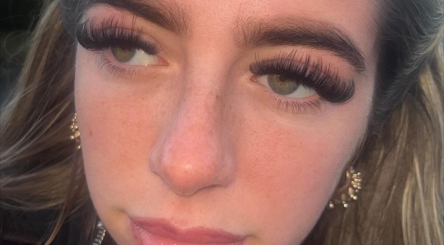 Close-up of elegant eyelash extensions at Lauren’s Lashes, Middleton, England, GB, showcasing professional beauty care.