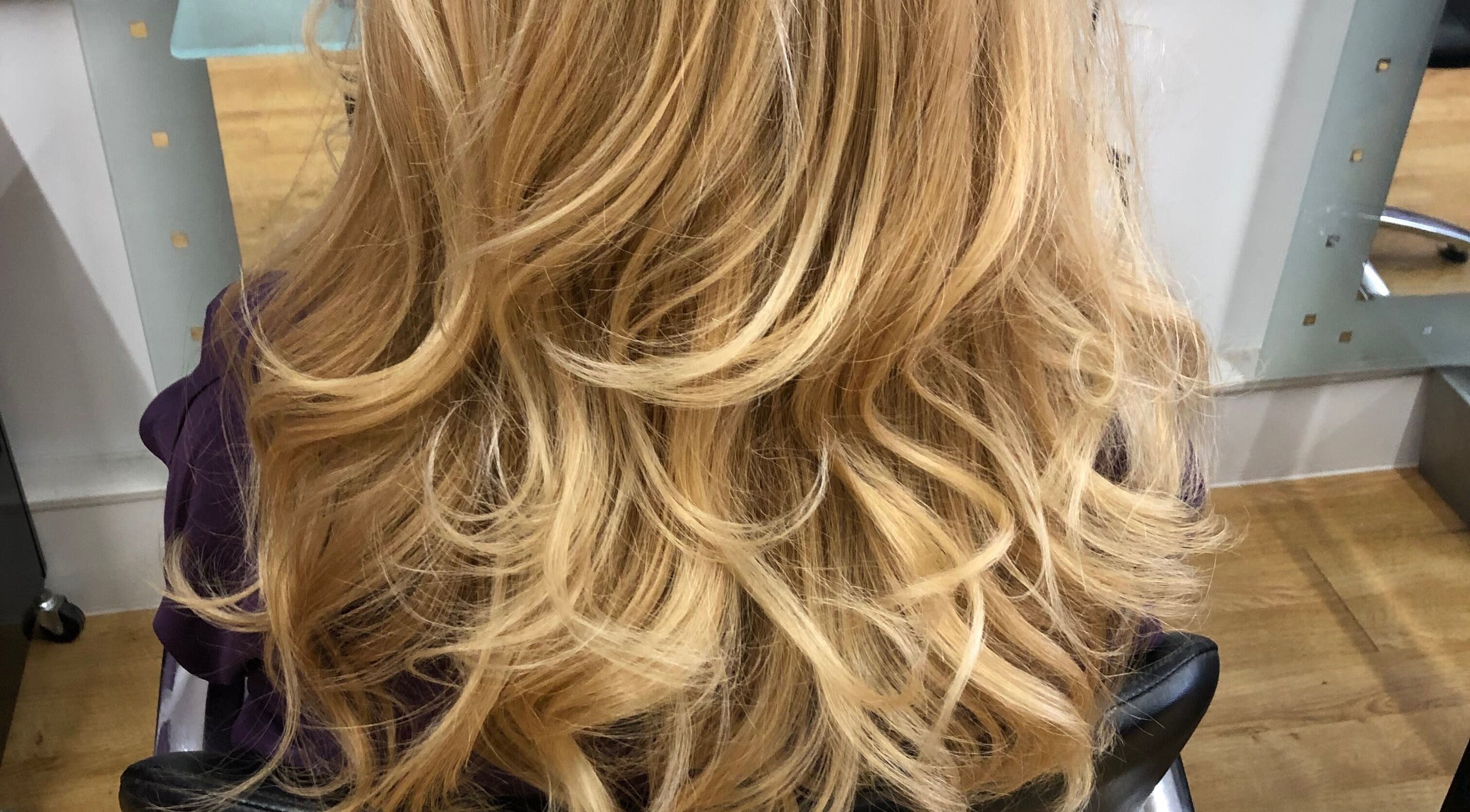 Beautifully styled blonde hair at Hair by Daryl, Colchester, England, GB.