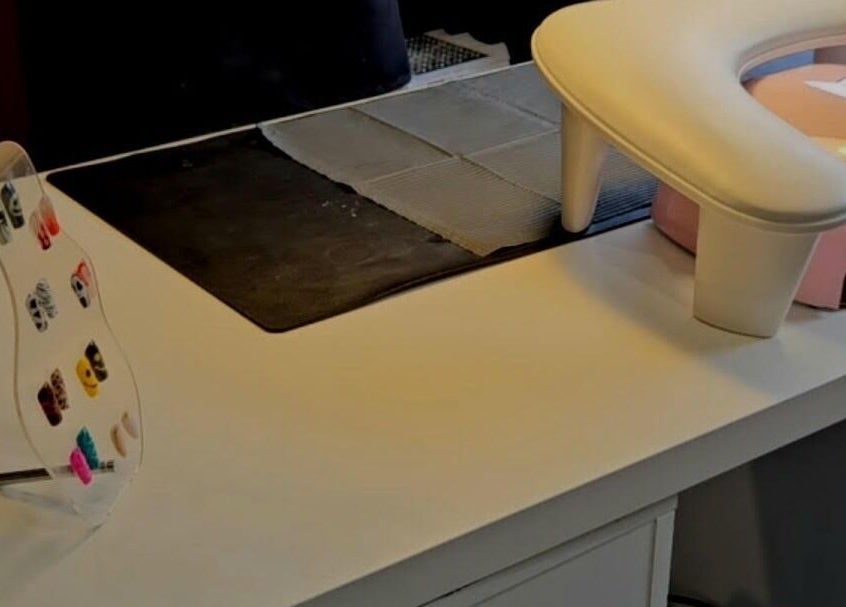 Elegant nail station setup at Polished By V in Yanchep, Western Australia, AU showcasing nail color options.