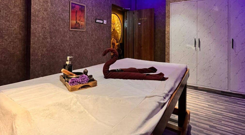 Relaxing massage room at Blue Lounge Spa T Nagar, Chennai, Tamil Nadu, IN with elegant decor and tranquil ambiance.