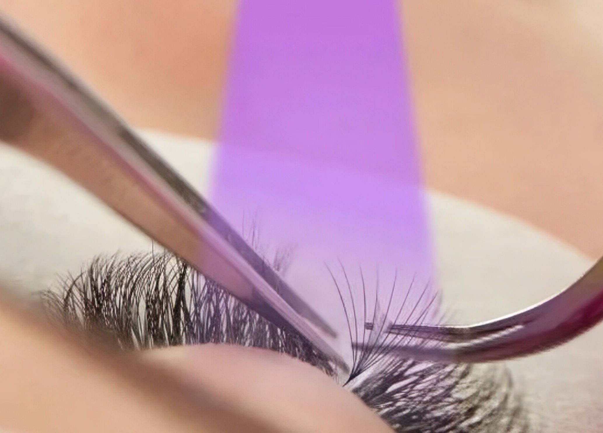 Close-up of lash extensions at Elixir, Southport, Queensland, AU. Precision beauty services in focus.
