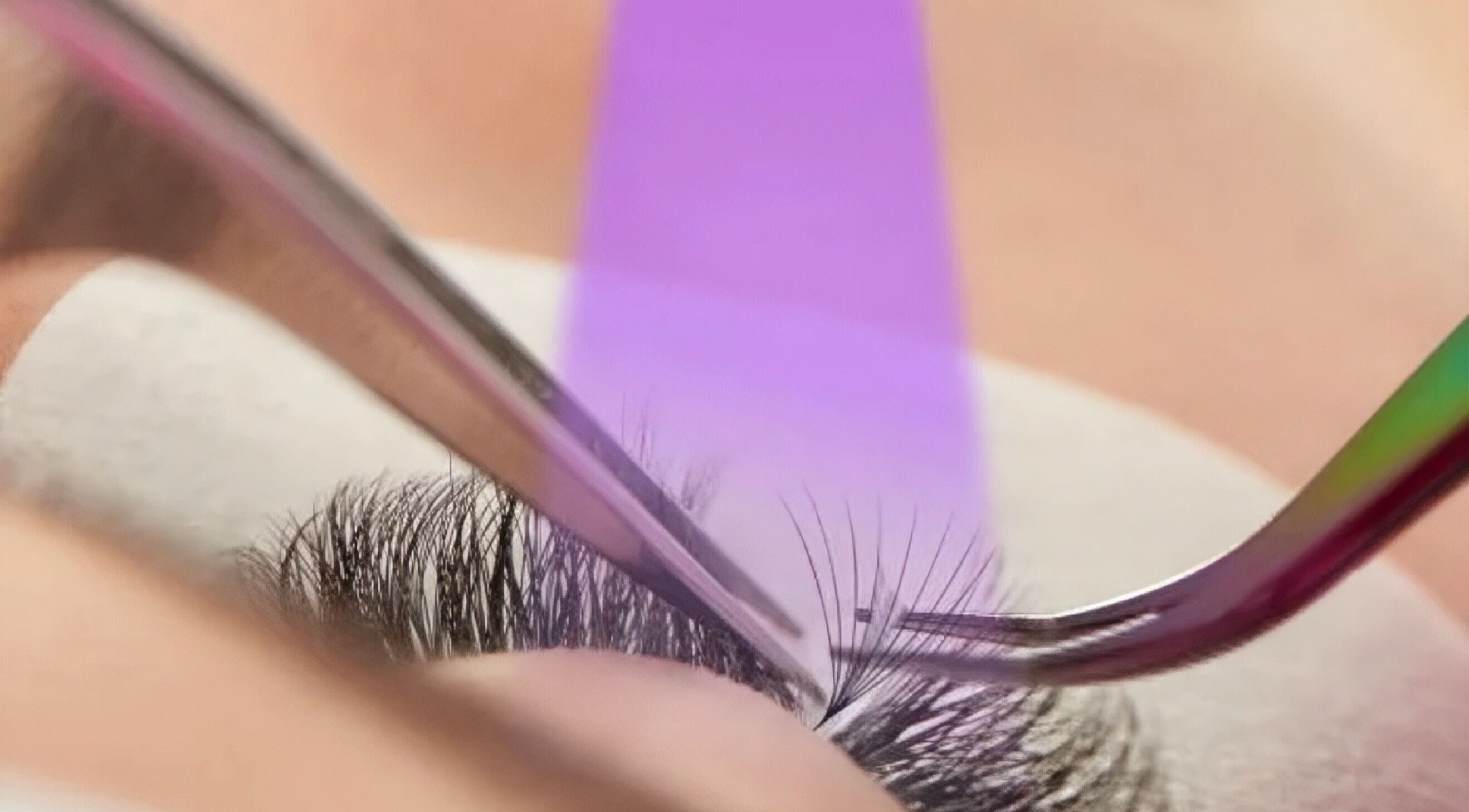 Close-up of lash extensions at Elixir, Southport, Queensland, AU. Precision beauty services in focus.