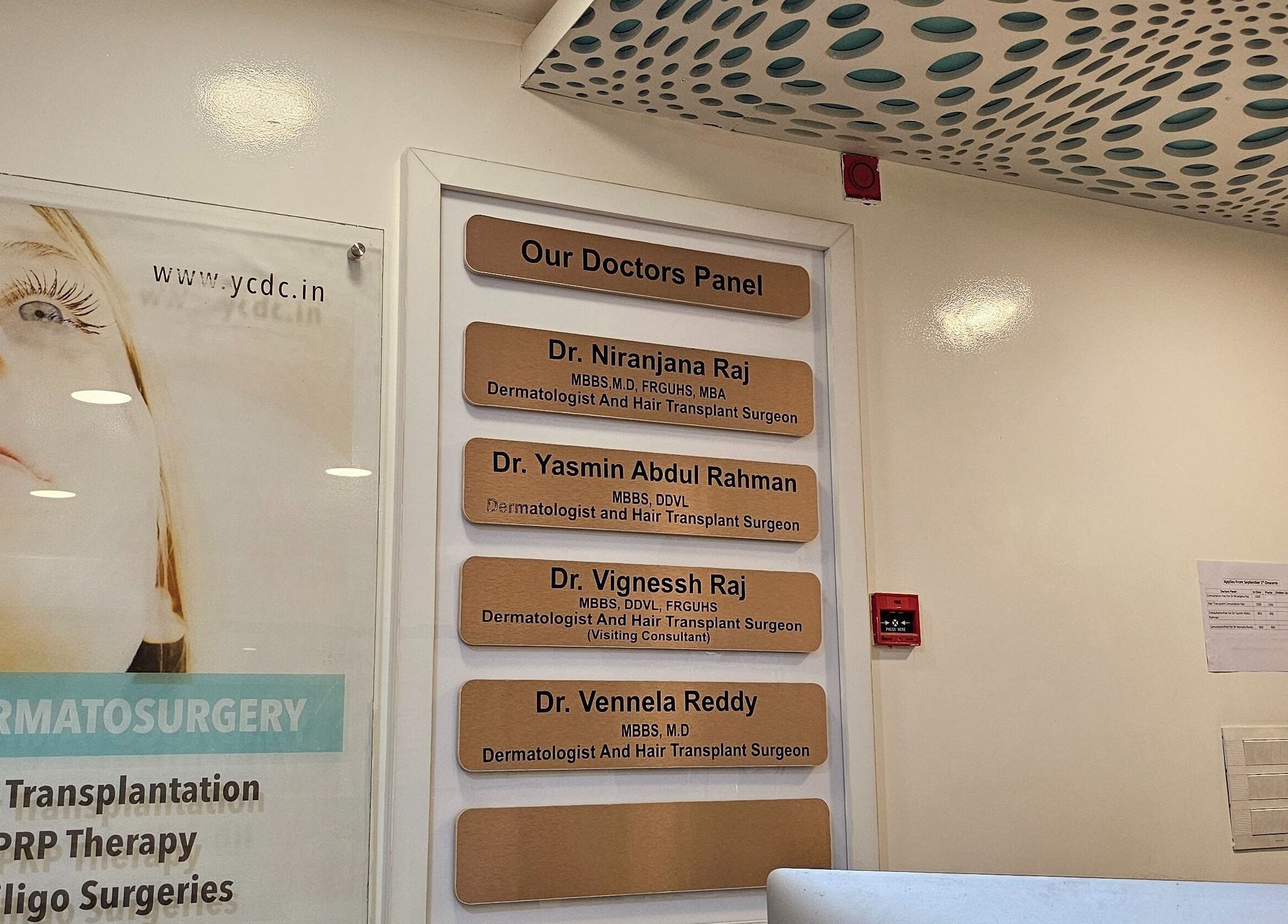 YCDC THERAPISTS doctors panel in Bengaluru, Karnataka, IN, featuring dermatology specialists.