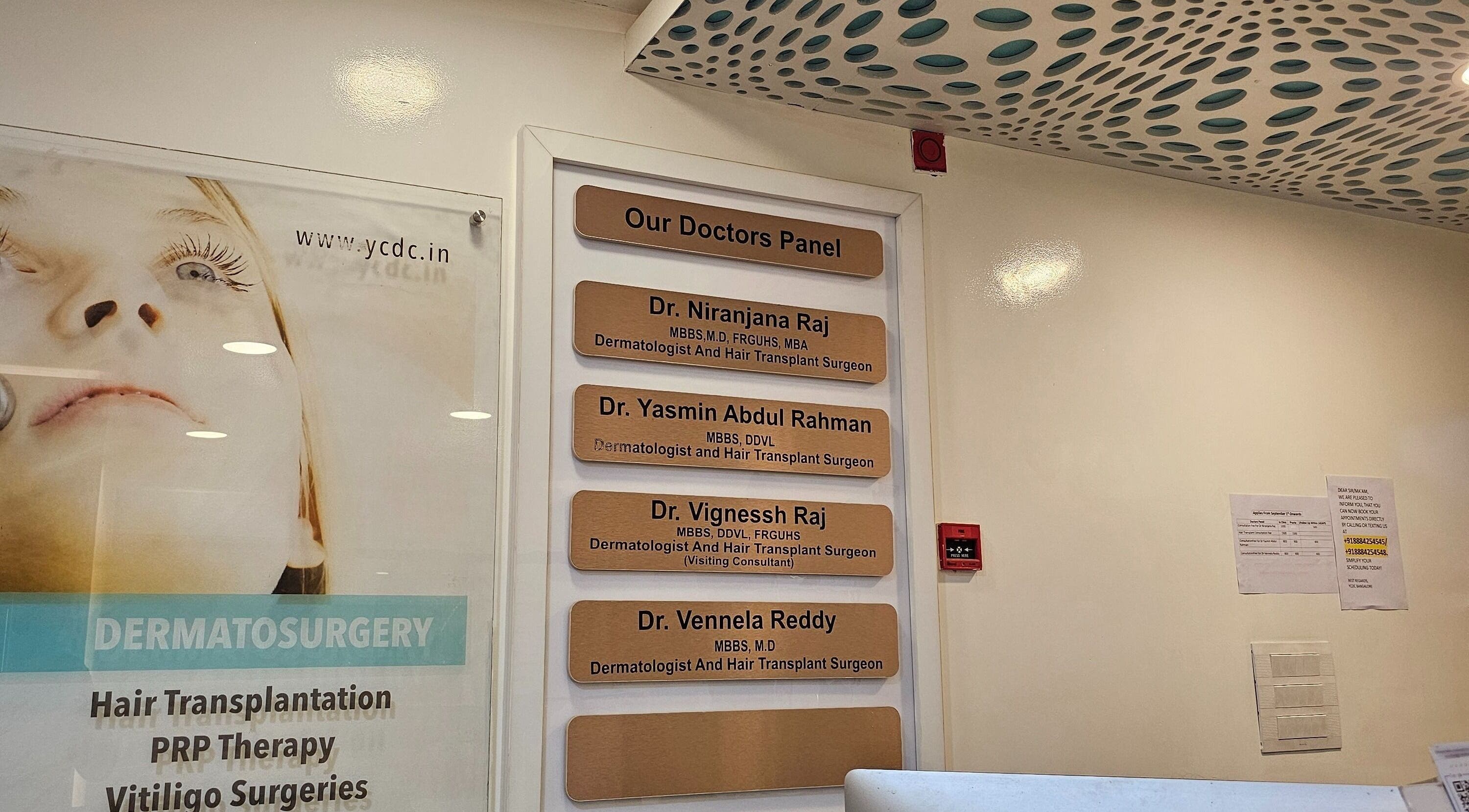 YCDC THERAPISTS doctors panel in Bengaluru, Karnataka, IN, featuring dermatology specialists.