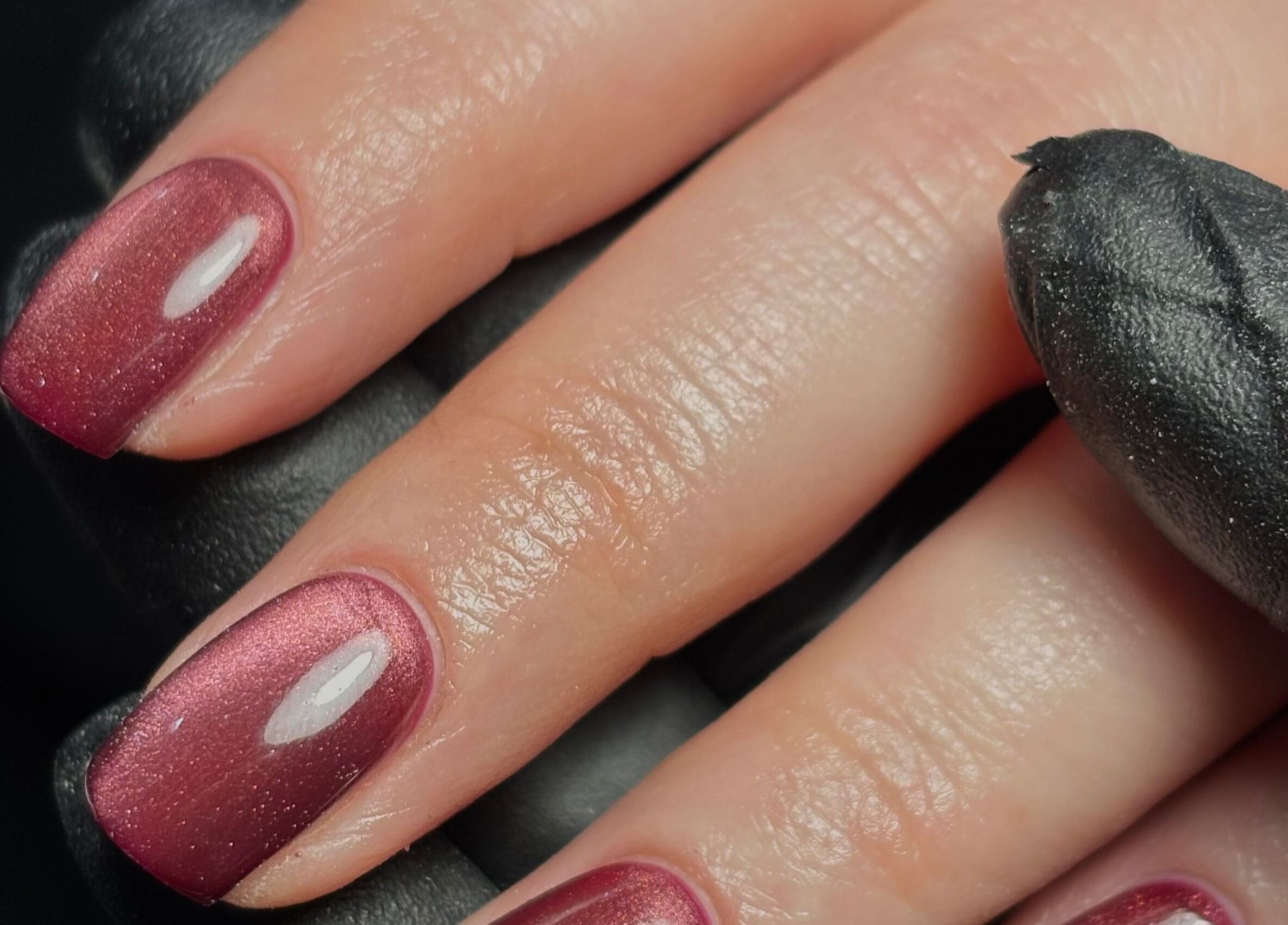 Close-up of polished nails with a glossy finish at with.jodes in Newhaven, England, GB.